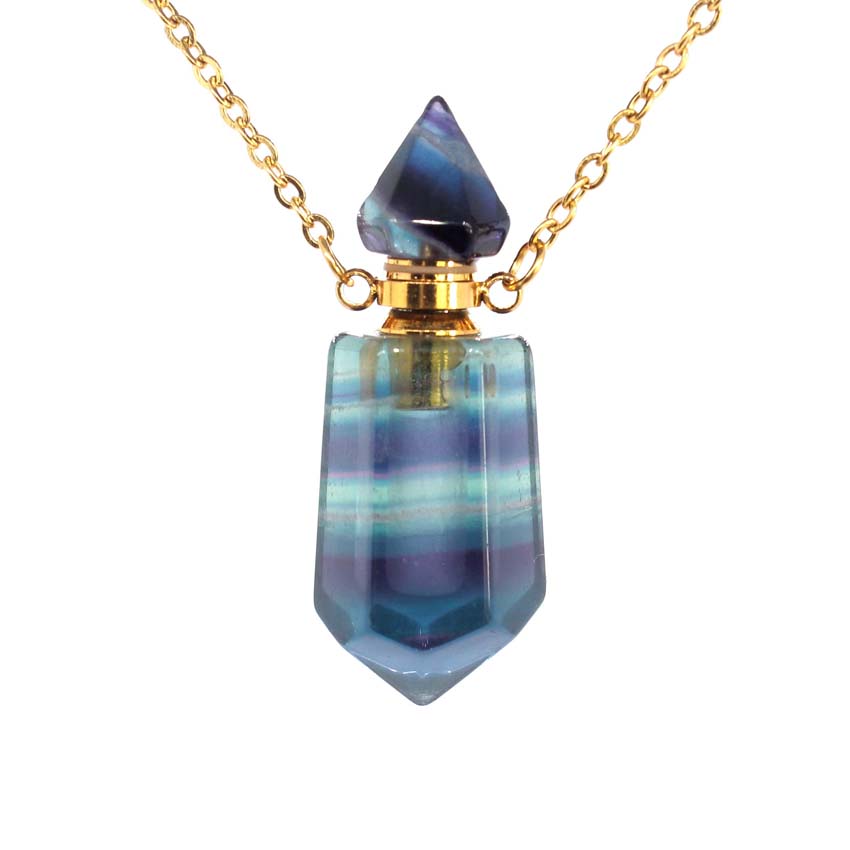 Diffuser Necklace Locket - 천연 치유 크리스탈 스톤 향수병 디퓨저
