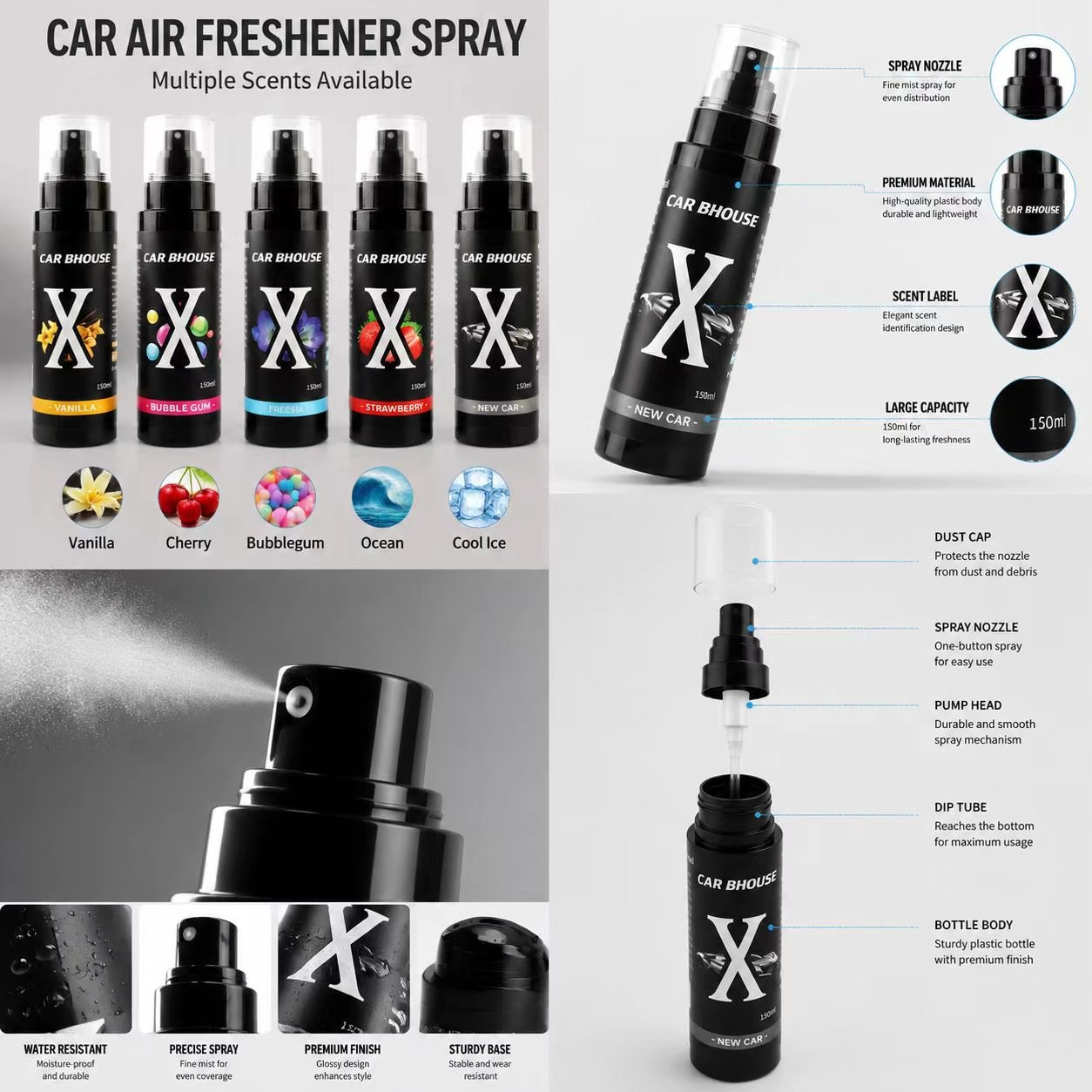 고급 차량용 방향제 X 150ml, 9가지 향으로 제공 - Home Fragrance Room Spray 리뷰 및 가격